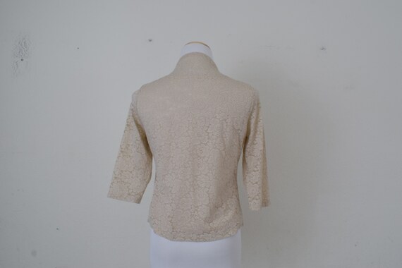 Vintage Nylon High Neck Lace Pullover Blouse - image 5