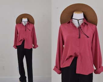 Vintage 80's Polyester Rouge Pink Blouse