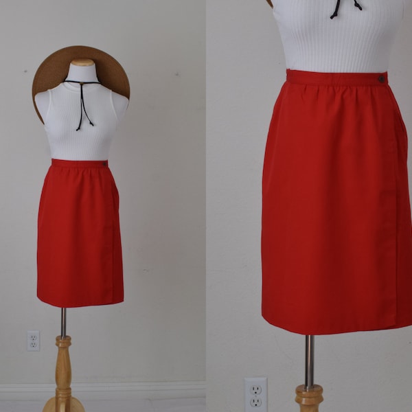 Vintage Red Marco Pecci Polyester-Baumwolle/Cotton Wrap Skirt