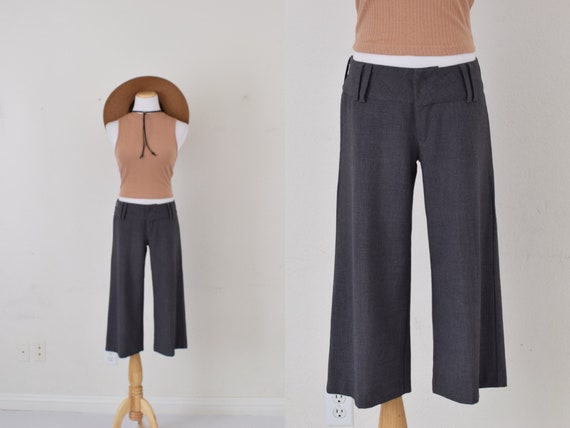 Vintage 90s Low Waist Gray Gaucho Pants size 9 | … - image 1
