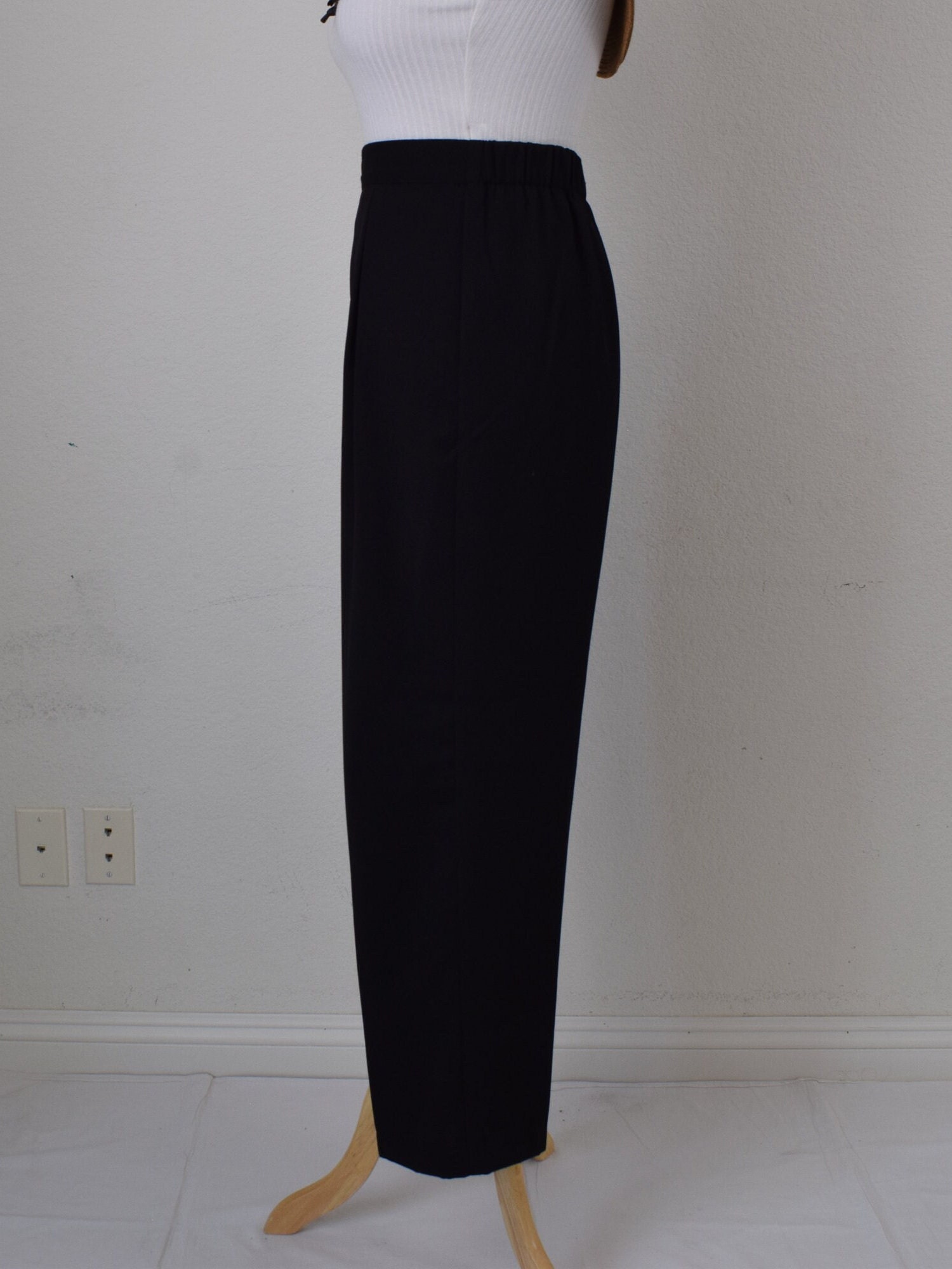 Vintage 80s Black Pleated Polyester/spandex Pants | 30-32 Waist - Etsy