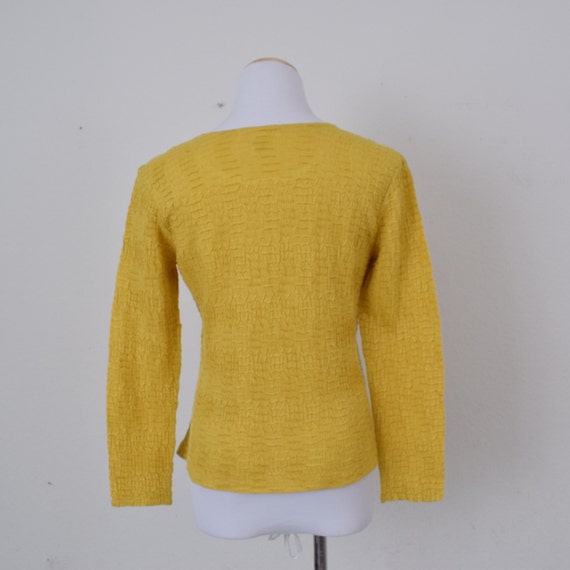 Vintage 90s Golden Yellow Polyester Scoop Neck sh… - image 5
