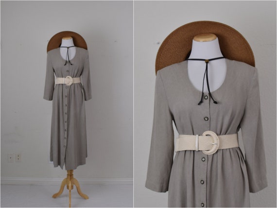 Vintage 90s Rayon/Acetate Maxi Dress | size 14 - image 1
