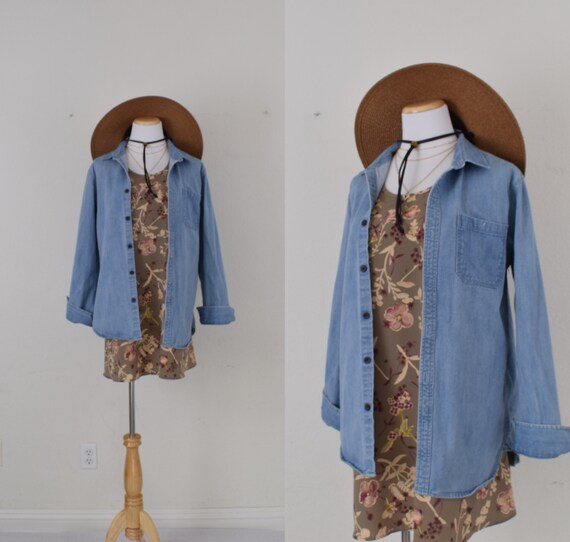 Vintage 90s Menswear Denim Shirt Shacket by Moder… - image 1