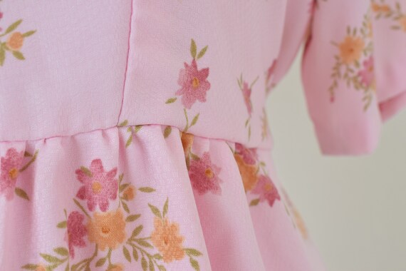 Vintage 70s Handmade Floral Polyester Dress - image 5