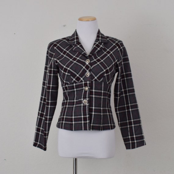 Vintage 90s Plaid Long Sleeves Button up Blouse - image 7