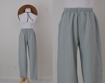 Vintage Sage 80s Cordón Algodón Pantalones / 30-34 cintura