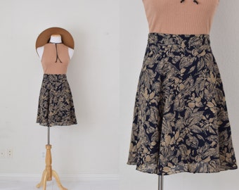 Vintage 90s Dark Floral Polyester Skirt | 31 waist