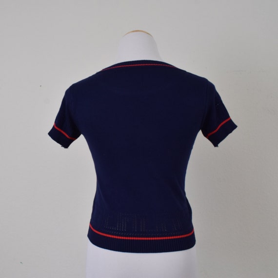 Vintage 90s Navy Acrylic Knit Top - image 3