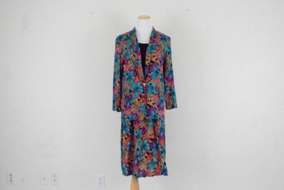 Vintage Floral Rayon Skirt and Jacket Set | Color… - image 1