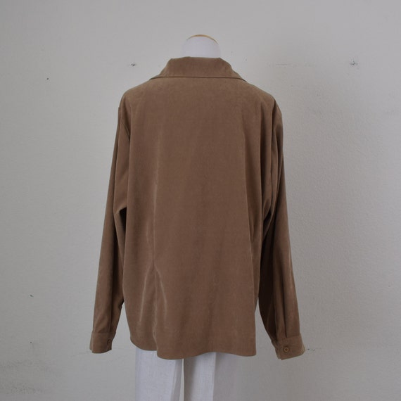 Plus Size Vintage 90s Camel Brown Velvety Poly/Sp… - image 4