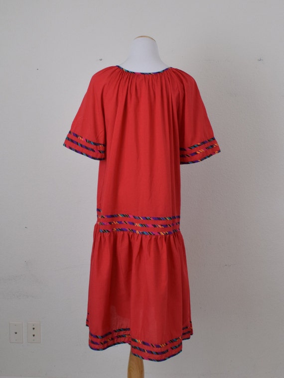 Vintage 80s Granada Poly/Cotton Muumuu Red Dress … - image 3