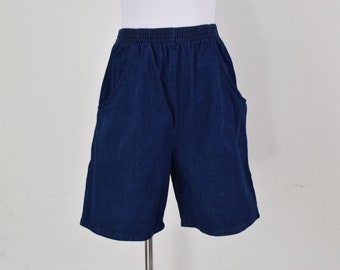 Shorts vaqueros azules vintage con cintura fruncida, talla 8