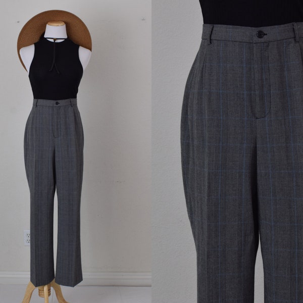 Vintage 90s Plaid High-Rise Trousers | 32 waist