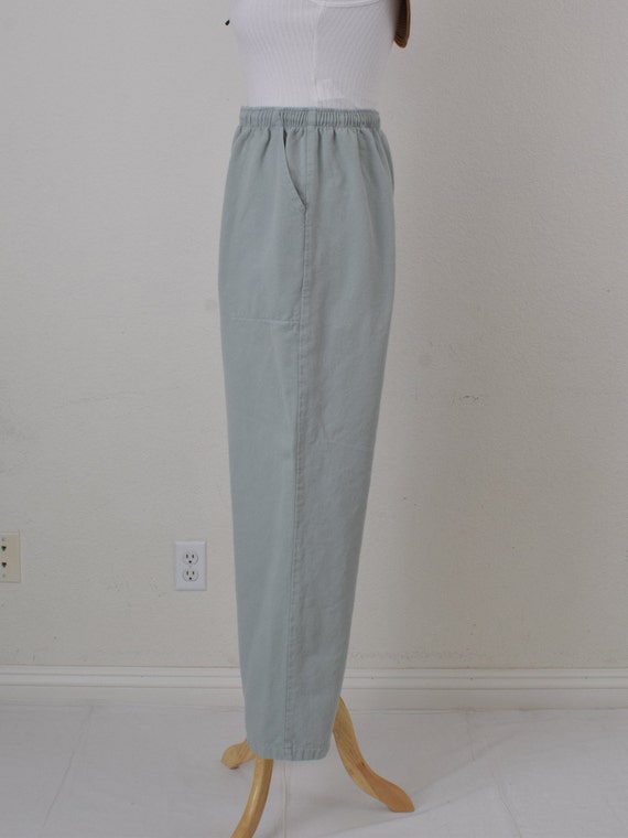 Vintage Sage 80s Drawstring Cotton Pants | 30-34 … - image 2