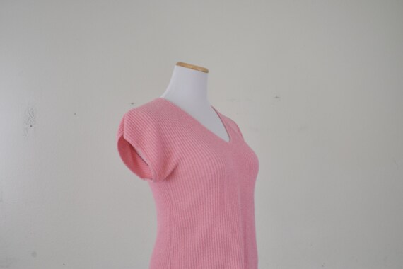 Vintage 80s Bubble Gum Pink Knit Sweater Top - image 5