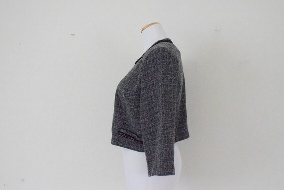 Vintage Micro Plaid Crop Jacket | 80's polyester … - image 3