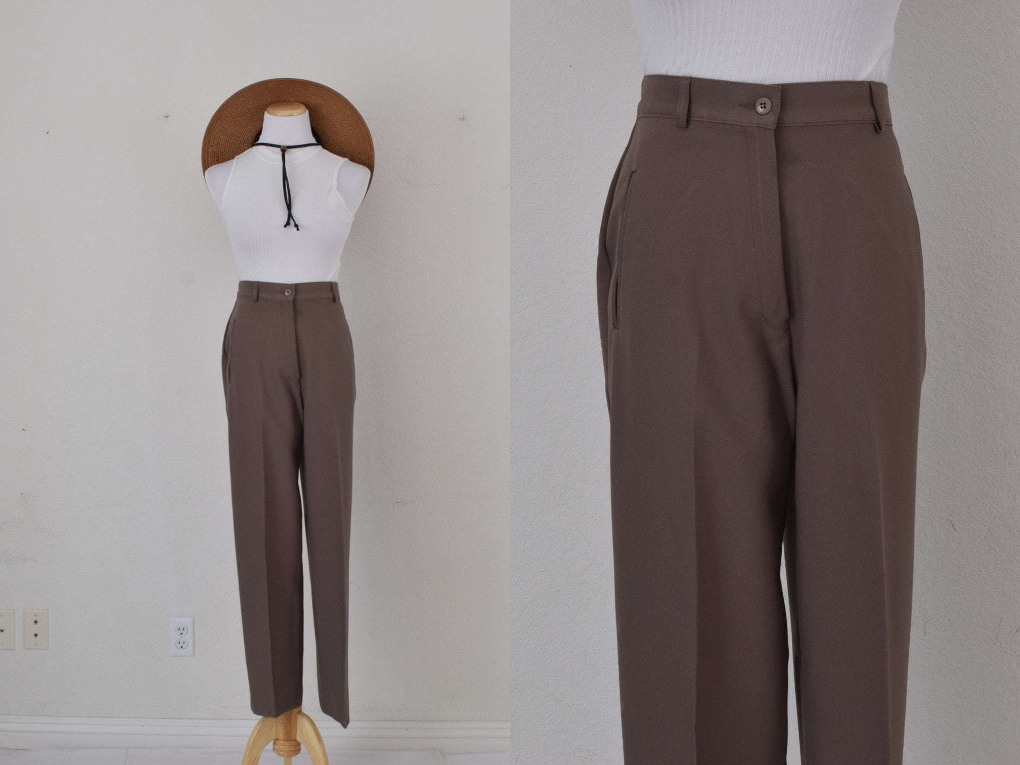 LL Bean Vintage 1950s Wool Pants Mens 40W 29L Tartan Plaid