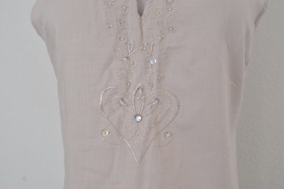 Vintage Linen/Cotton Embroidered Tunic Blouse - image 7