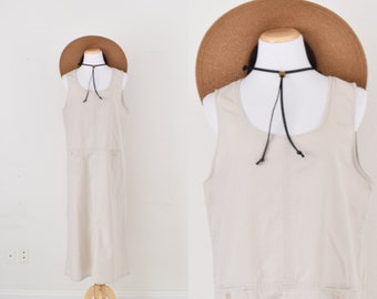 Vintage Linen/Cotton Sack  Dress | 90s long dress size L