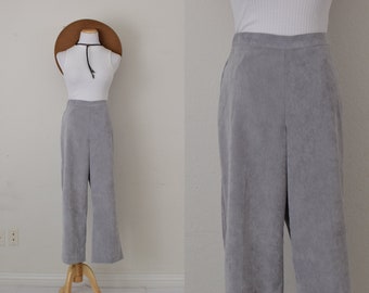 Vintage 90s Light Gray Corduroy Pants 12 | 32-34 waist