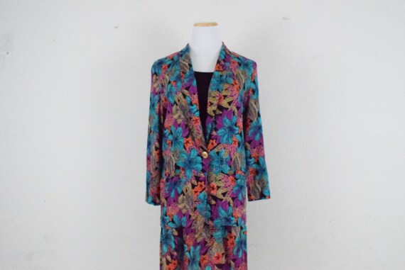 Vintage Floral Rayon Skirt and Jacket Set | Color… - image 2