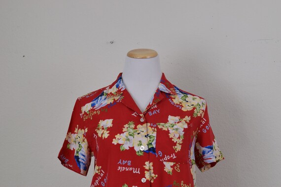 Vintage Floral 90s Button Down Floral Rayon Blous… - image 7