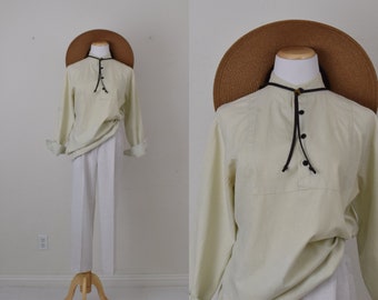 Vintage 80s All Cotton Tunic Blouse | size M