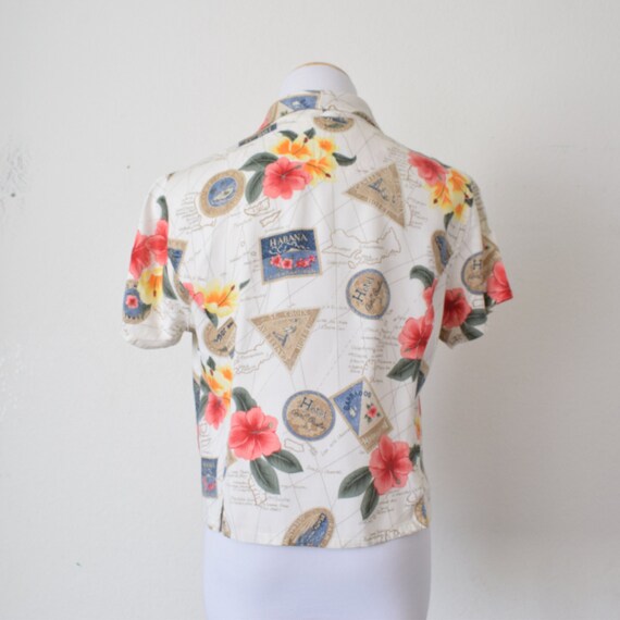 Vintage Floral 90s Button Down Floral Rayon Blous… - image 5