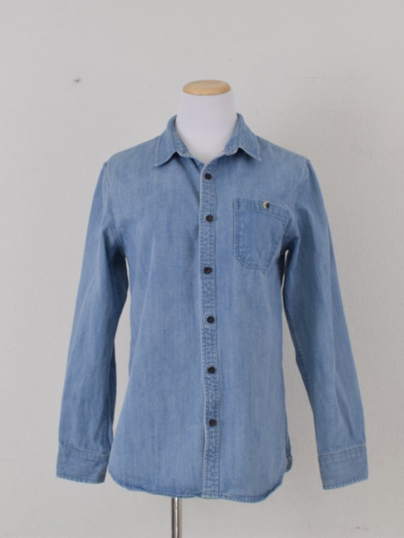 Vintage 90s Menswear Denim Shirt Shacket by Moder… - image 2