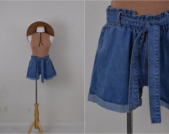 vintage Tabbed Low Waist Denim Shorts taille L