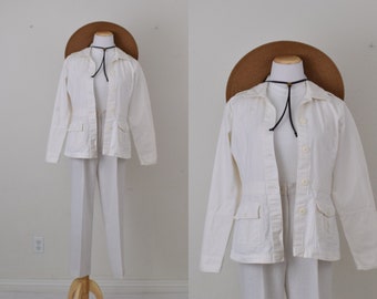 Vintage 90s White Utility Jacket | size S