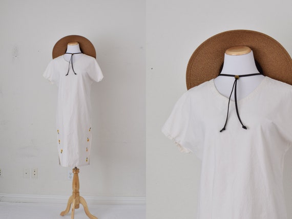Vintage 80s Handmade Sunflower Muumuu Dress