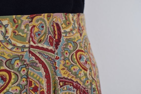 Vintage 90s Rayon Paisley Draped Midi Skirt size … - image 7