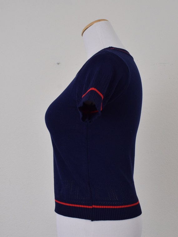 Vintage 90s Navy Acrylic Knit Top - image 2