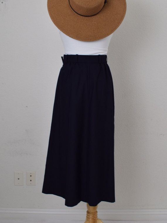 Vintage 90s Wool Jaeger Navy A-line Skirt size 10… - image 3