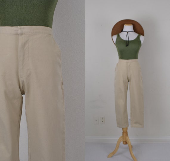 Vintage 90s Cotton/spandex Stretch Crop Pants 26 Waist - Etsy