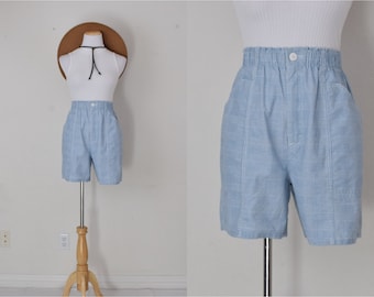 Vintage 90s Cherokee Blue Plaid Shorts size 8| 24-30 waist