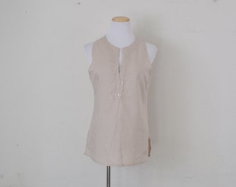 Bluzka-tunika z haftem w stylu vintage z lnu i bawełny