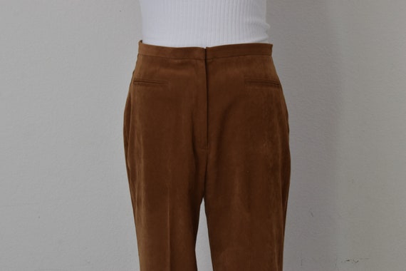 Vintage 90s Camel Brown Velvety Trousers | 29 wai… - image 2