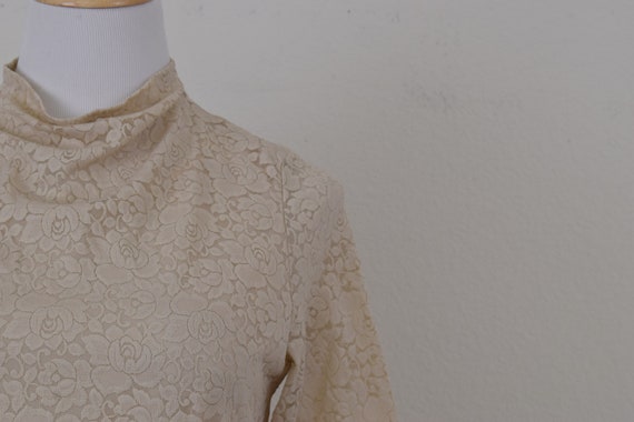 Vintage Nylon High Neck Lace Pullover Blouse - image 7