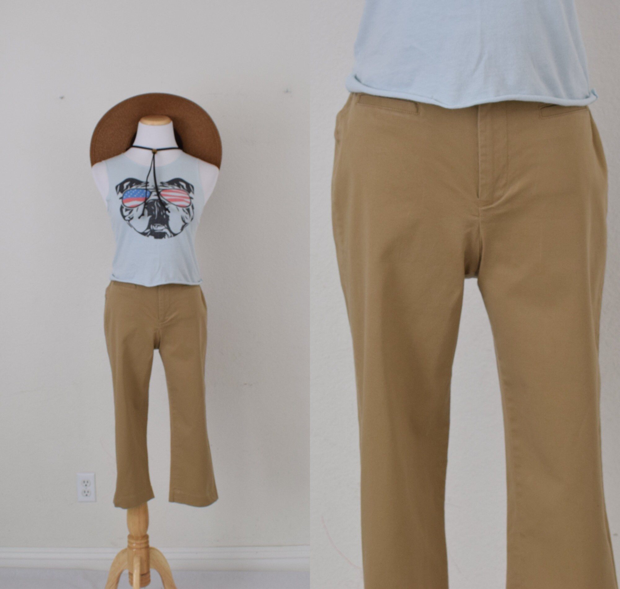 Vintage 90s Tan Cotton-spandex Capri 