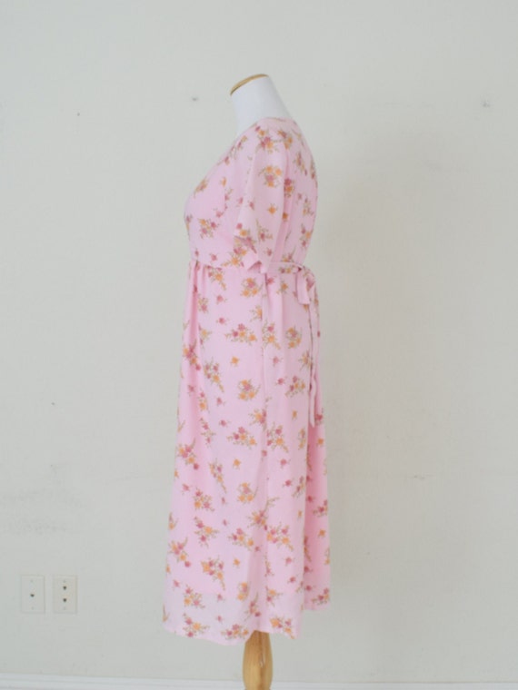 Vintage 70s Handmade Floral Polyester Dress - image 4