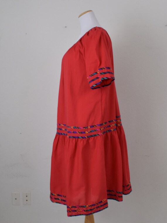 Vintage 80s Granada Poly/Cotton Muumuu Red Dress … - image 2