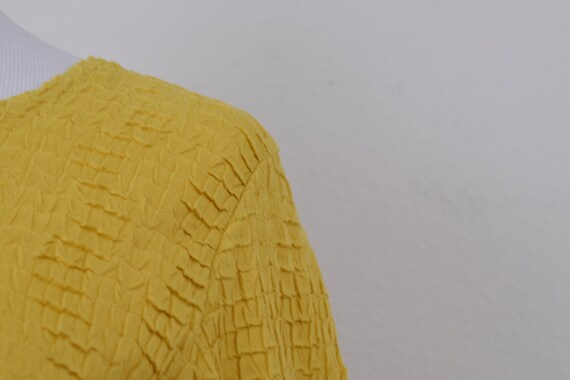 Vintage 90s Golden Yellow Polyester Scoop Neck sh… - image 6