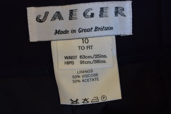 Vintage 90s Wool Jaeger Navy A-line Skirt size 10… - image 10