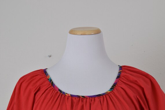 Vintage 80s Granada Poly/Cotton Muumuu Red Dress … - image 5