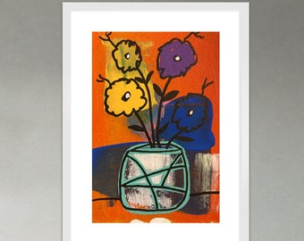 Funky Flower Vase Print: Modern Floral Art