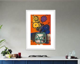 Funky Flower Vase Print: Modern Floral Art