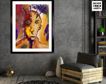 Spooky Skull Art Print: Neoexpressionism Macabre Decor